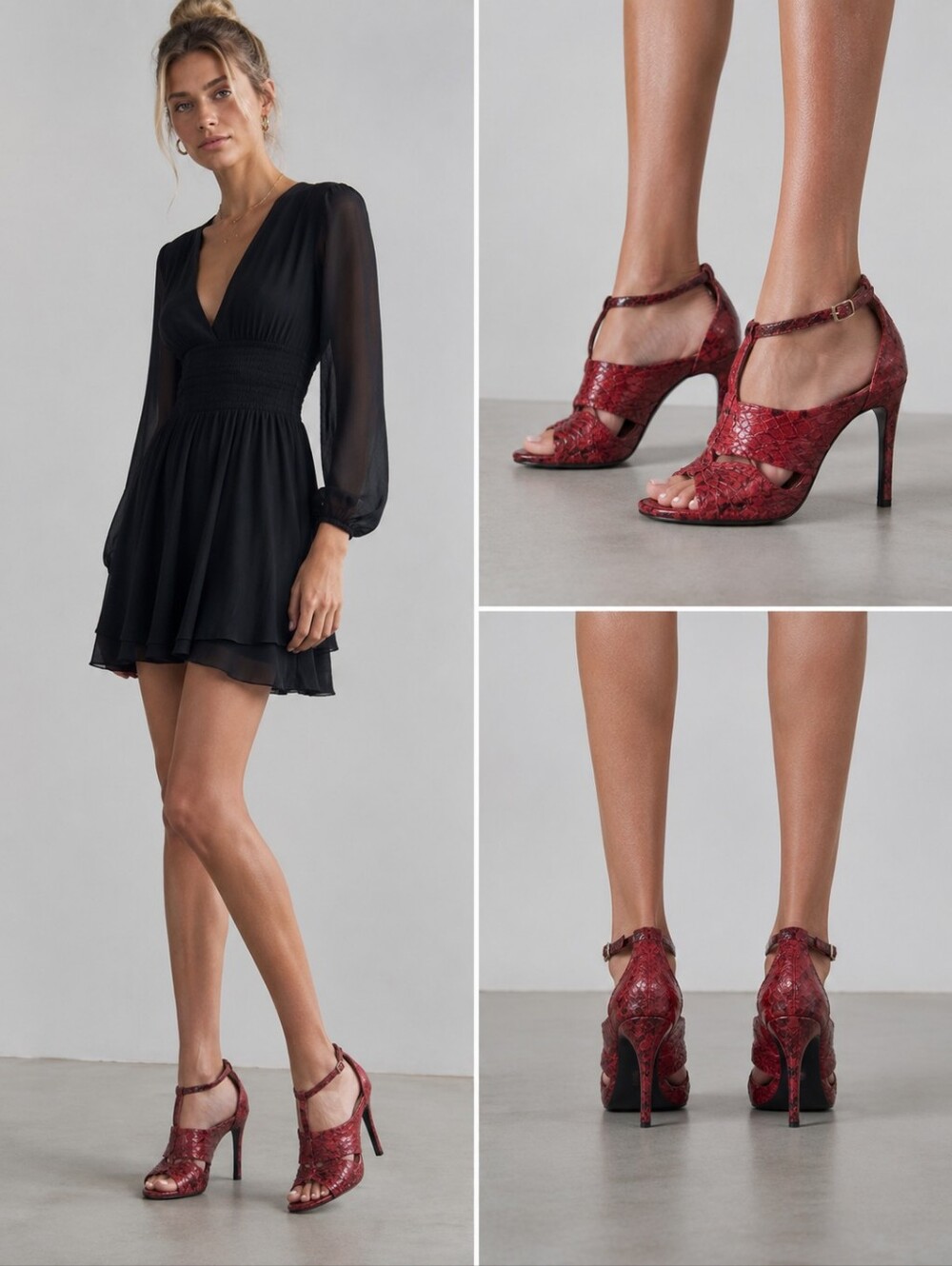 Alaia Burgandy Snakeskin Heels